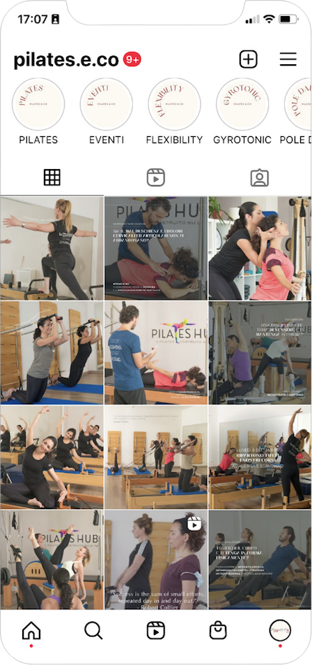 Profilo Instagram di Pilates e Co.