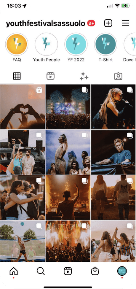 Profilo Instagram di Youth Festival Sassuolo